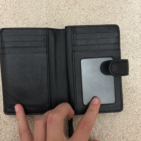 Coach Black Leather Compact Wallet - Picture 3 of 6